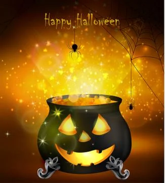 Halloween witches cauldron Stock Illustration