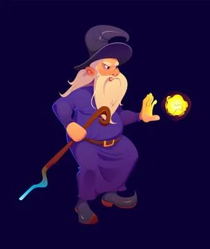Halloween wizard character with fireball Stock Illustration