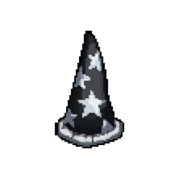 Halloween wizard hat pixel art vector illustration Stock Illustration