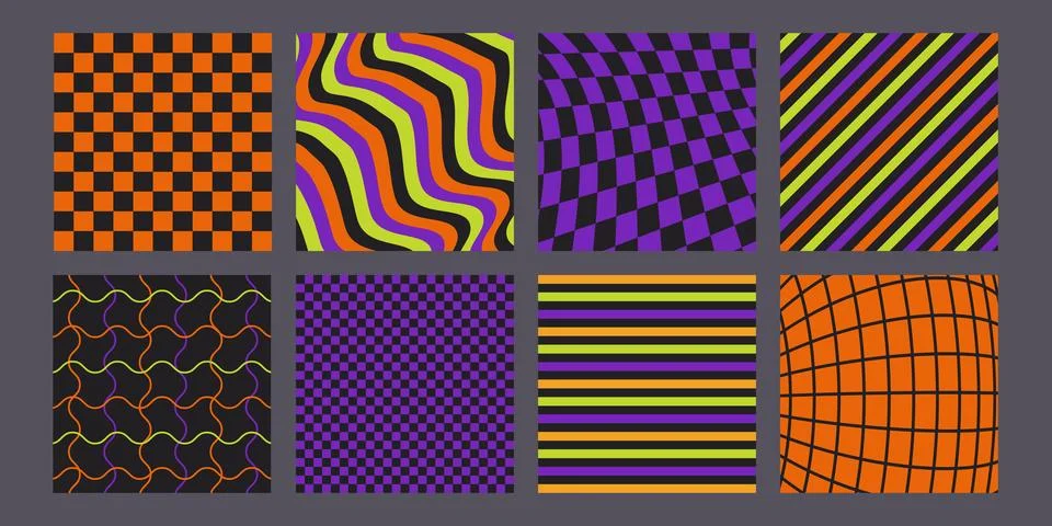 Halloween Y2K pattern set Stock Illustration