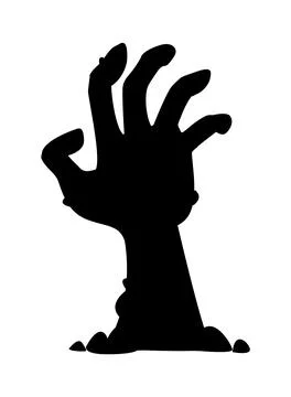 Halloween zombie corpse hand claw silhouette Stock Illustration