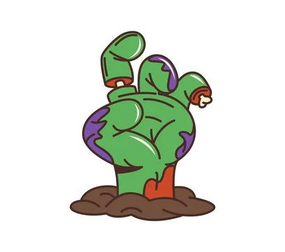 Halloween zombie corpse hand groovy sticker 库存插图