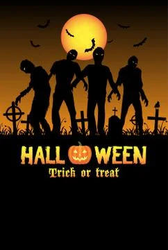 Halloween zombies in a graveyard Stock Illustration