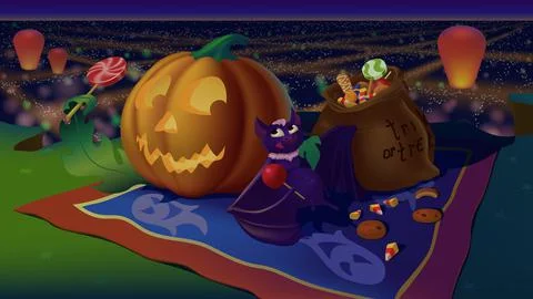 Halloween.Picnic Stock-Illustration
