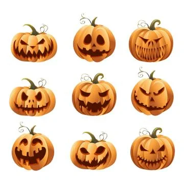 Halloweens pumpkins set Stock Illustration
