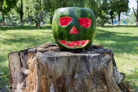 Halloweens watermelon Stock Photos