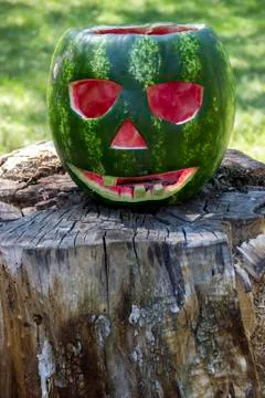 Halloweens watermelon Stock Photos