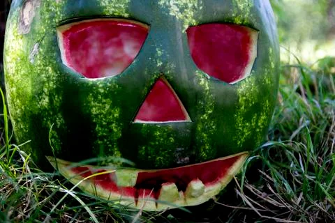Halloweens watermelon Stock Photos