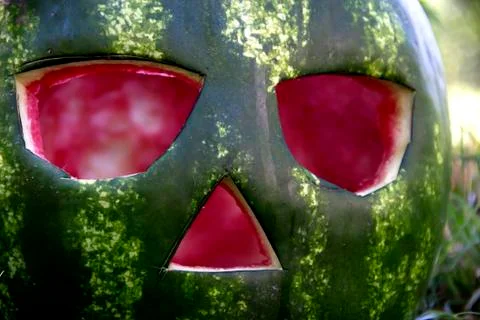 Halloweens watermelon Stock Photos