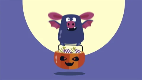 Hallowen Cartoon Bat Flying Stock Footage 219557744