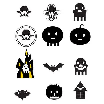 Hallowen Logo Icon Set Stock Illustration