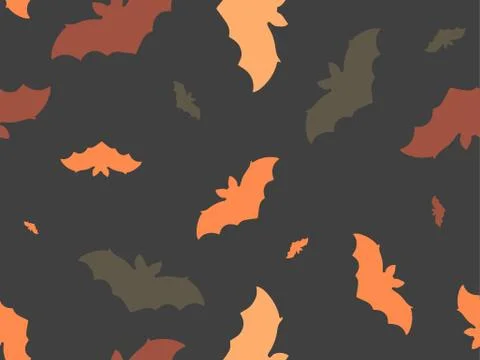 Hallowen seamless pattern with flying bats. Festive decor with scary bats Stock Illustration