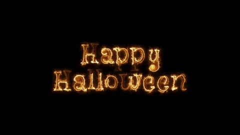Hallowen text neon fire animated text happy hallowen party neon fire 4k loopi Stock Footage 316279405