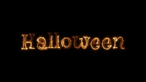 Hallowen text neon fire animated text happy hallowen party neon fire 4k loopi Stock Footage 316280967
