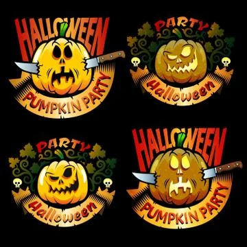 Hallowenn pumpkin emblem Stock Illustration