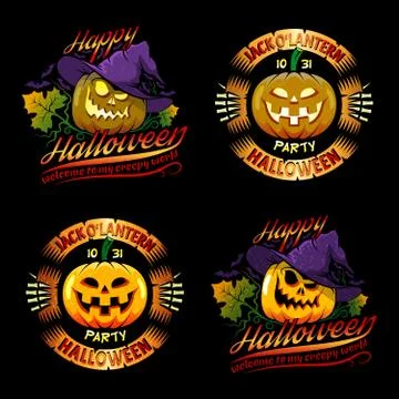 Hallowenn pumpkin logos Stock Illustration