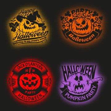 Hallowenn pumpkin logos Stock Illustration