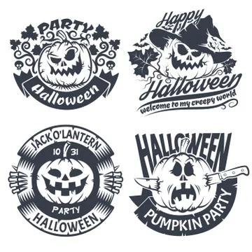 Hallowenn pumpkin logos Stock Illustration