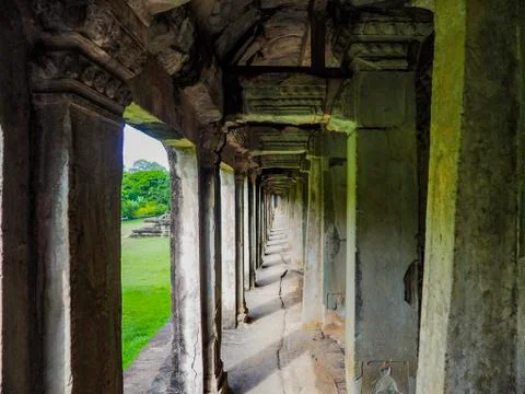 The halls of Angkor wat Stock Photos