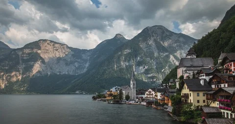 Hallstat 4K Summer Time-Lapse, Austria. Stock Footage 119354635