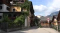 Hallstatt center houses panning at the mountain HD Footage