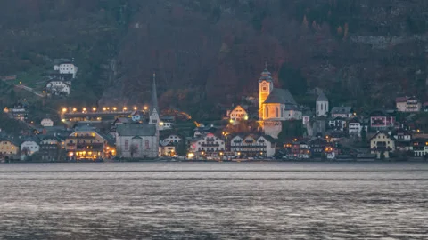 Hallstatt old town timelapse Stock Footage 326112190