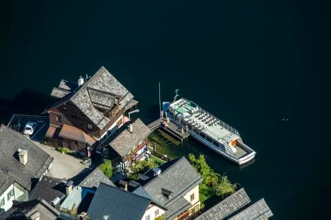 Hallstatt Pier Stockfoto's