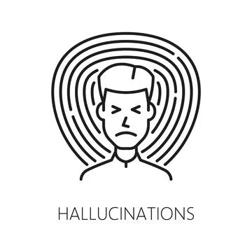 Hallucinations psychological problem line icon Illustrazione stock