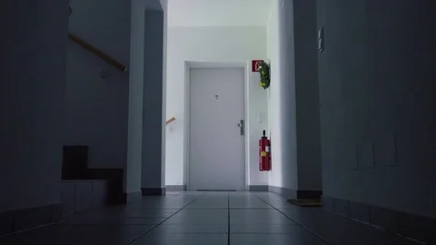 Hallway of apartment building Stock Footage 77796201