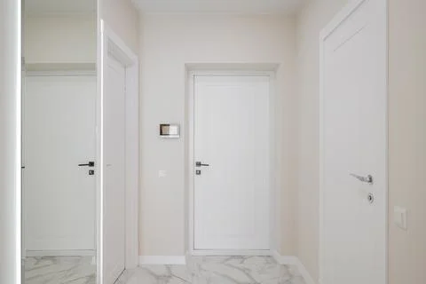 Hallway corridor white doors interior Stock Photos