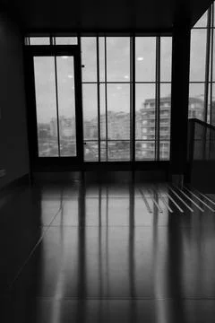Hallway with geometric reflections and shadows Fotos de archivo