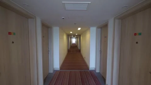 Hallway in a hotel in 4k Stock Footage 286201755