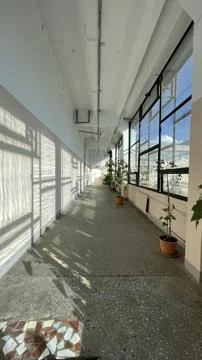 Hallway with large windows  Stock Photos