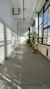 Hallway with large windows  Stock Photos