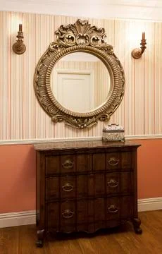 Hallway with a mirror Foto stock