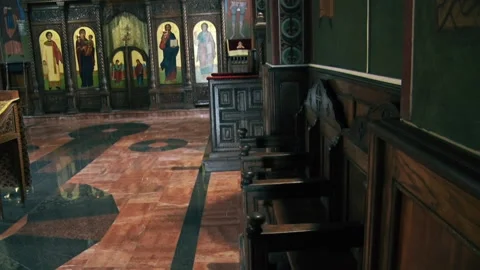 Hallway in the Orthodox monastery Stock-Footage 138475400