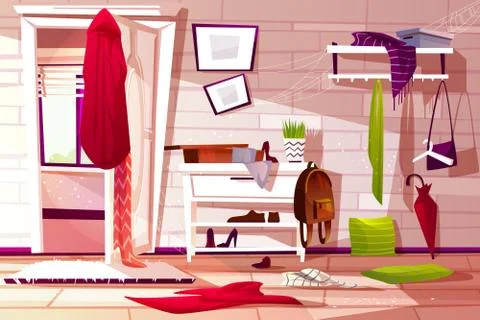 Hallway room messy interior vector illustration Stockillustratie