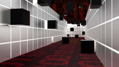 Hallway witch cubes big data concept Stock Illustration