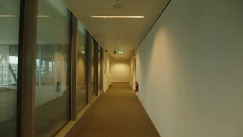 Hallway zoom in building work Stock Footage 168990714