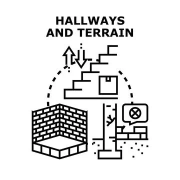 Hallways and terrain engineering vector concept background Stockillustratie