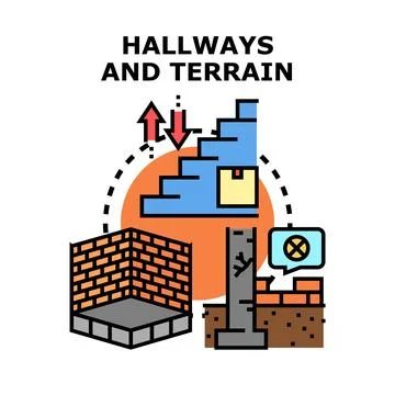 Hallways and terrain engineering vector concept background 스톡 일러스트