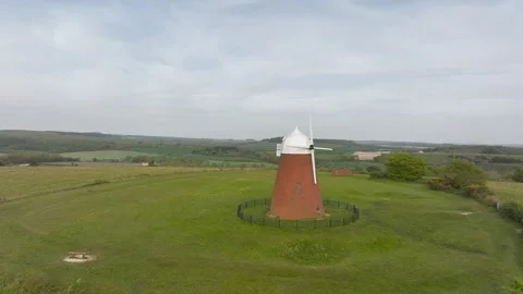 Halnaker Hill and the Windmill Trail from a drone, Boxgrove Village, West Sussex Video stock 344070606