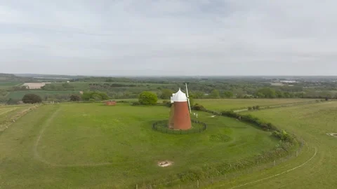 Halnaker Hill and the Windmill Trail from a drone, Boxgrove Village, West Sussex Video stock 344070627