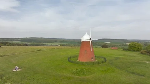 Halnaker Hill and the Windmill Trail from a drone, Boxgrove Village, West Sussex Video stock 344070677