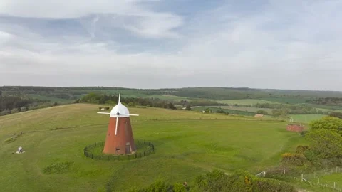 Halnaker Hill and the Windmill Trail from a drone, Boxgrove Village, West Sussex Video stock 344070735