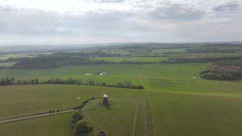 Halnaker Hill and the Windmill Trail from a drone, Boxgrove Village, West Sussex Video stock 344070891