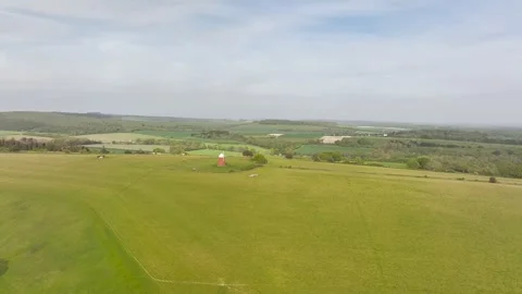 Halnaker Hill and the Windmill Trail from a drone, Boxgrove Village, West Sussex Video stock 344070922