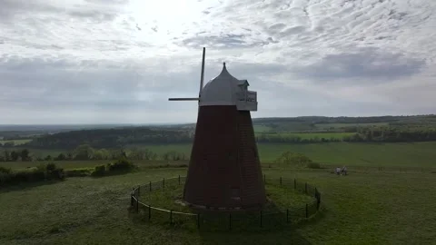 Halnaker Hill and the Windmill Trail from a drone, Boxgrove Village, West Sussex Video stock 344070959