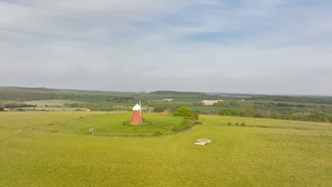 Halnaker Hill and the Windmill Trail from a drone, Boxgrove Village, West Sussex Video stock 344071044