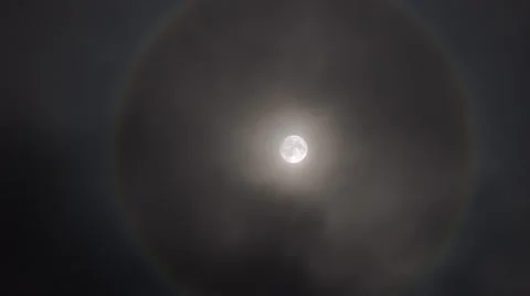 Halo Moon Ring Time-Lapse Night Sky Stock Footage 41443071